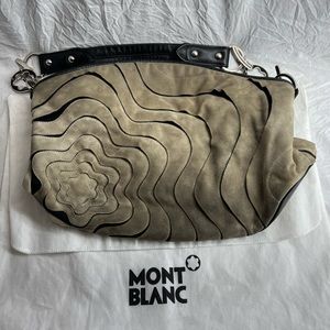 Mont Blanc Starisma Grey Black Suede and Leather Limited Edition Hobo Purse